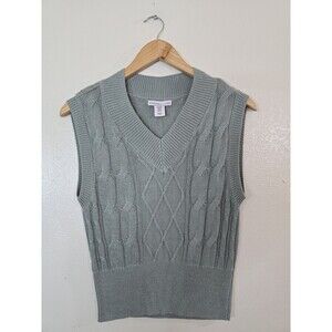 Sincerely Jules Sweater Vest Womens Size XS Sleeveless Cable Knit Light Green